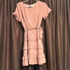 NWT HEM & Thread BLUSH color ruffle dress size S